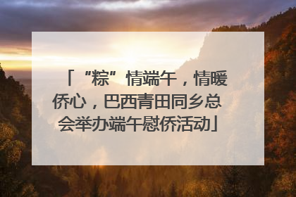“粽”情端午，情暖侨心，巴西青田同乡总会举办端午慰侨活动