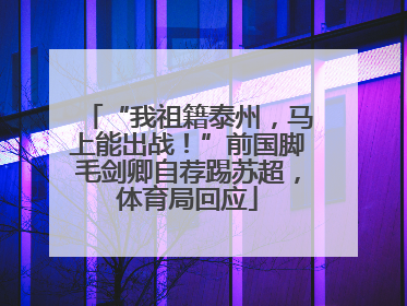 “我祖籍泰州，马上能出战！”前国脚毛剑卿自荐踢苏超，体育局回应