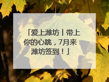 爱上潍坊丨带上你的心跳，7月来潍坊签到！