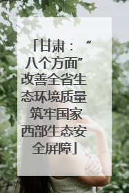甘肃：“八个方面”改善全省生态环境质量 筑牢国家西部生态安全屏障