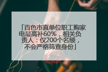 百色市直单位职工购家电最高补60％，相关负责人：仅200个名额，不会严格筛查身份