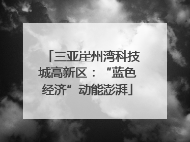 三亚崖州湾科技城高新区：“蓝色经济”动能澎湃