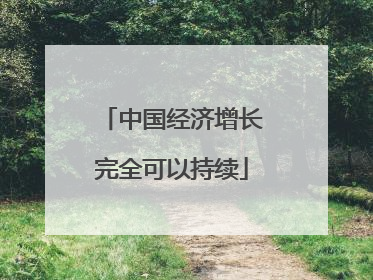 中国经济增长完全可以持续