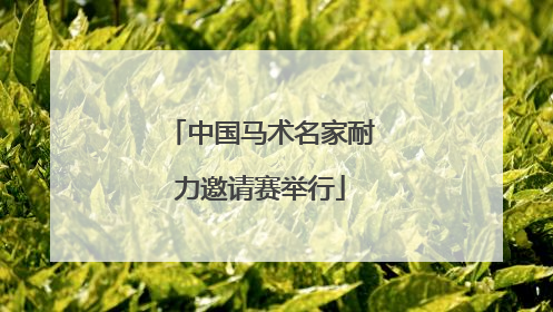 中国马术名家耐力邀请赛举行