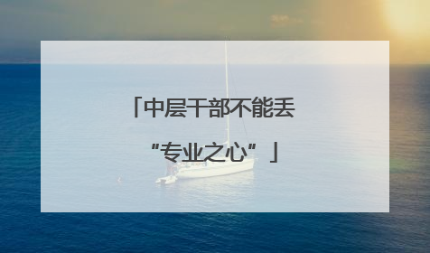 中层干部不能丢“专业之心”