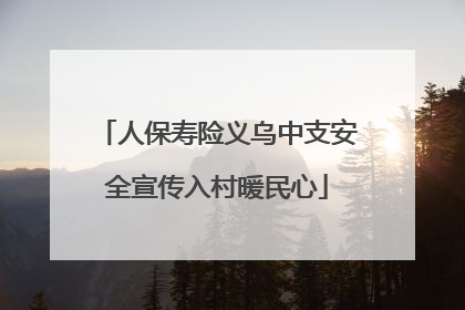 人保寿险义乌中支安全宣传入村暖民心