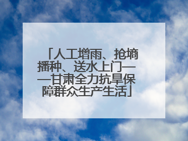 人工增雨、抢墒播种、送水上门——甘肃全力抗旱保障群众生产生活