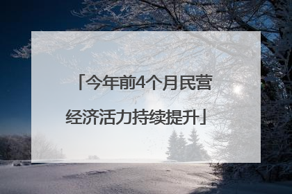 今年前4个月民营经济活力持续提升