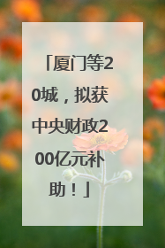 厦门等20城，拟获中央财政200亿元补助！