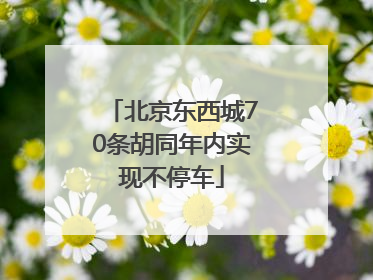 北京东西城70条胡同年内实现不停车