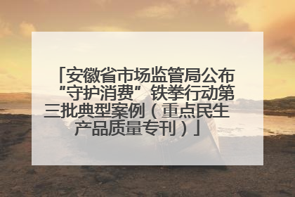 安徽省市场监管局公布“守护消费”铁拳行动第三批典型案例（重点民生产品质量专刊）