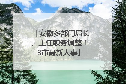 安徽多部门局长、主任职务调整！3市最新人事