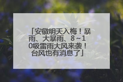 安徽明天入梅！暴雨、大暴雨、8～10级雷雨大风来袭！台风也有消息了