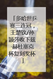 多哈世乒赛三连冠，王楚钦/孙颖莎收下兹·赫杜塞克杯复刻奖杯