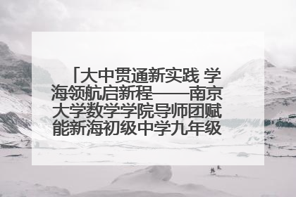 大中贯通新实践 学海领航启新程——南京大学数学学院导师团赋能新海初级中学九年级学子生涯规划