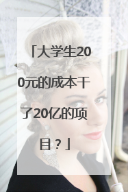 大学生200元的成本干了20亿的项目？
