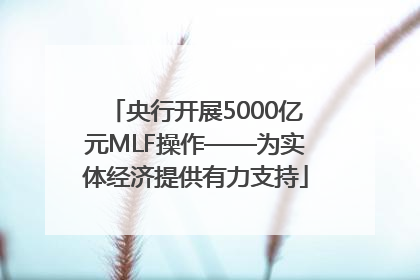 央行开展5000亿元MLF操作——为实体经济提供有力支持