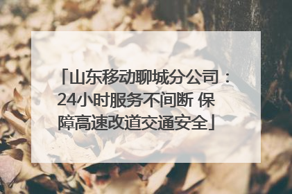 山东移动聊城分公司：24小时服务不间断 保障高速改道交通安全