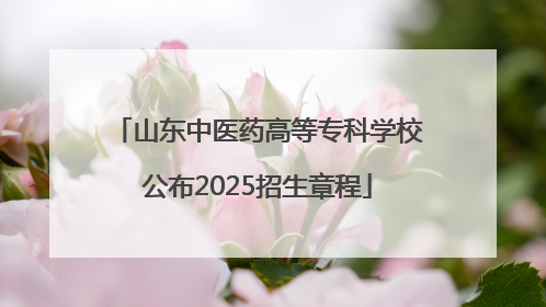 山东中医药高等专科学校公布2025招生章程