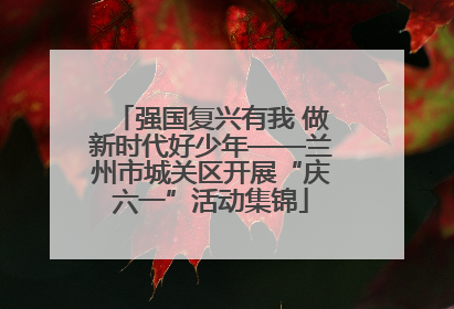 强国复兴有我 做新时代好少年——兰州市城关区开展“庆六一”活动集锦