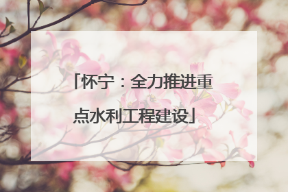 怀宁：全力推进重点水利工程建设