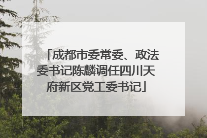成都市委常委、政法委书记陈麟调任四川天府新区党工委书记