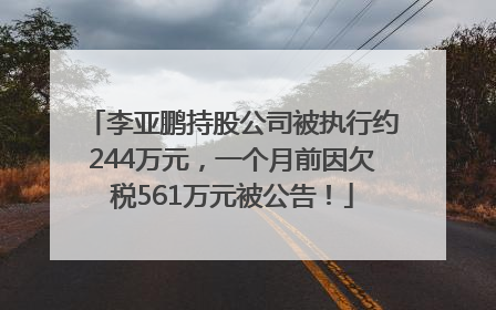 李亚鹏持股公司被执行约244万元，一个月前因欠税561万元被公告！