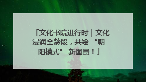 文化书院进行时｜文化浸润全龄段，共绘 “朝阳模式” 新图景！