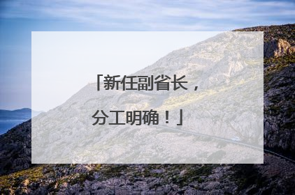 新任副省长，分工明确！