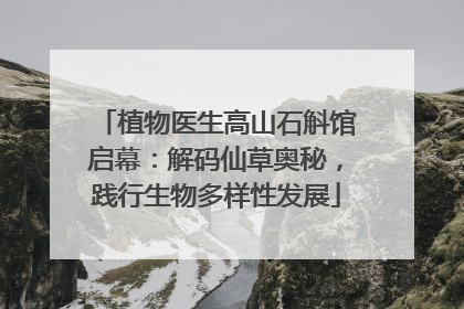 植物医生高山石斛馆启幕：解码仙草奥秘，践行生物多样性发展