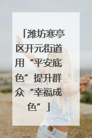 潍坊寒亭区开元街道用“平安底色”提升群众“幸福成色”