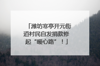 潍坊寒亭开元街道村民自发捐款修起“暖心路”！