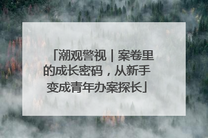 潮观警视｜案卷里的成长密码，从新手变成青年办案探长