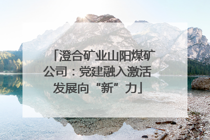 澄合矿业山阳煤矿公司：党建融入激活发展向“新”力