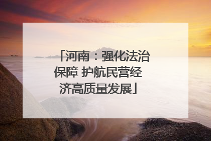 河南：强化法治保障 护航民营经济高质量发展