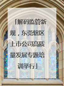 解码监管新规，东莞辖区上市公司高质量发展专题培训举行