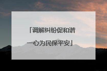 调解纠纷促和谐 一心为民保平安