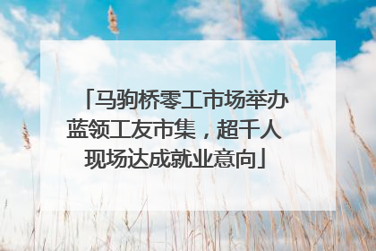 马驹桥零工市场举办蓝领工友市集，超千人现场达成就业意向