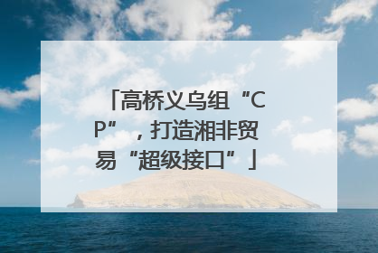 高桥义乌组“CP”，打造湘非贸易“超级接口”