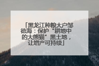 黑龙江种粮大户邹德海：保护“耕地中的大熊猫”黑土地，让增产可持续