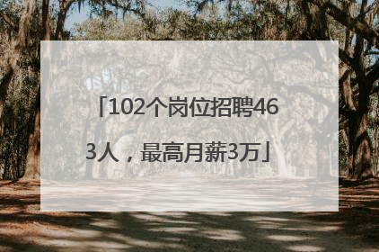 102个岗位招聘463人，最高月薪3万
