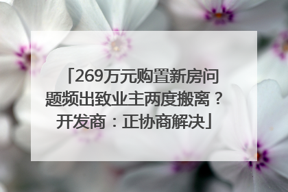269万元购置新房问题频出致业主两度搬离？开发商：正协商解决
