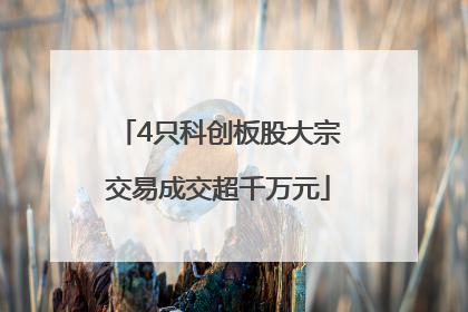 4只科创板股大宗交易成交超千万元