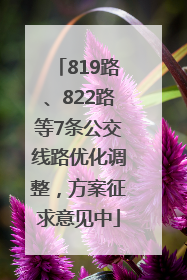819路、822路等7条公交线路优化调整，方案征求意见中