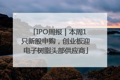 IPO周报｜本周1只新股申购，创业板迎电子树脂头部供应商